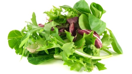 a pile of different salad leaves